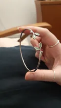 Bangles 925-Sterling-Silver Minimalist Opal Sole Trendy SBR102 Bud Memory-Tender Leaves