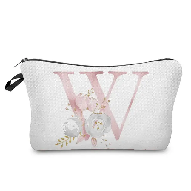 Flowers Alphabet Printed Cosmetic Bags  Bridal Party Make Up Bags Pouch Necessaries Lady Tote Bride Bridesmaid Proposal Gift hz2419