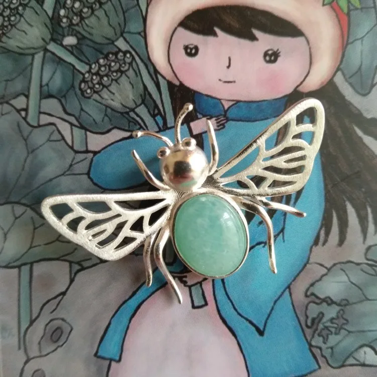 Amazonite Cute Hollow Out Honeybee Pedant without Necklace | 925 Sterling Silver photo review