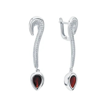 

Silver earrings with cubic zirconia and Garnet sunlight sample 925