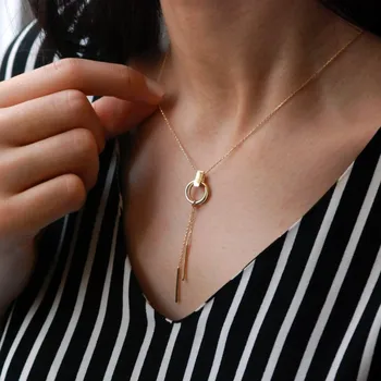 

Dangle Striped Ring Gold Necklace 05-390-14KLY3511