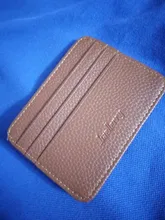 Cartera minimalista delgada de cuero PU, tarjetero pequeño de piel sintética, Tarjetero con ranura múltiple, Color caramelo