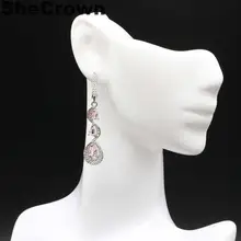 45x10 мм Новое поступление создан розовый кунцит Белый CZ SheCrown Женская Серебряные серьги