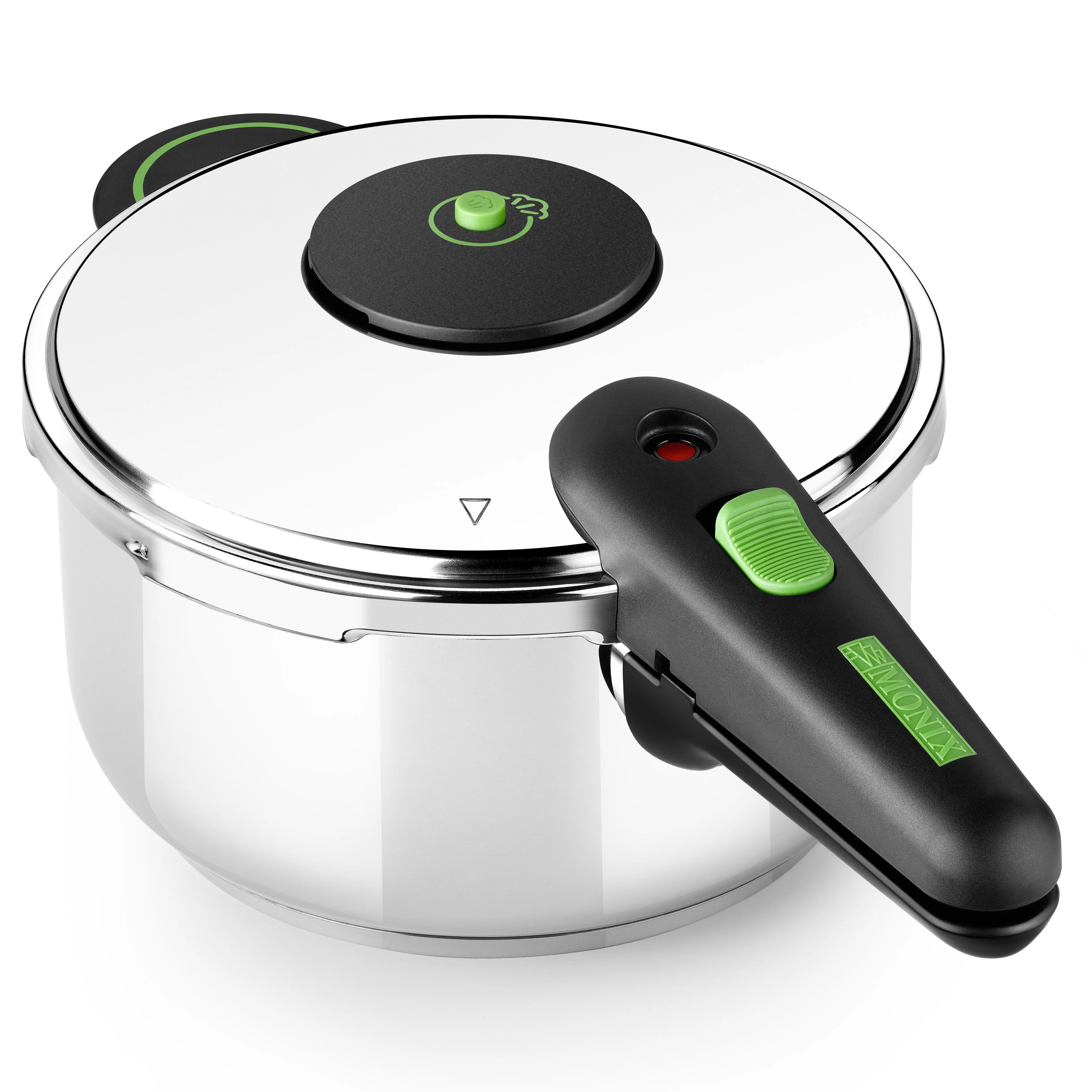 Monix Presto-Pressure cooker 6 LTR steel inox 18/10 fit foremost type cookers, gas, vitroceramic hob, electric and induction.