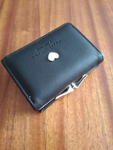 Monedero de Color caramelo a la moda para mujer, Cartera de cuero de Color liso Vintage corta con broche de corazón, tarjetero para chicas