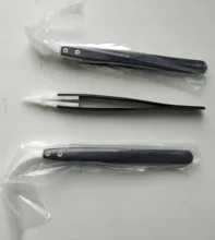 Pinzas cerámicas antiestáticas para cigarrillo electrónico de acero inoxidable, pinzas Cerámicas Industriales con aislamiento recto, Punta curva