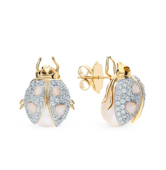 

Silver earrings with cubic zirconia and pearls sunlight sample 925