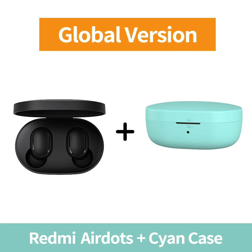 GN Add Cyan Case Оригинальные наушники Xiaomi Redmi Airdots беспроводные наушники Голосовое управление Bluetooth 5,0 шумоподавление управление IPX4 - Цвет: GN Add Cyan Case