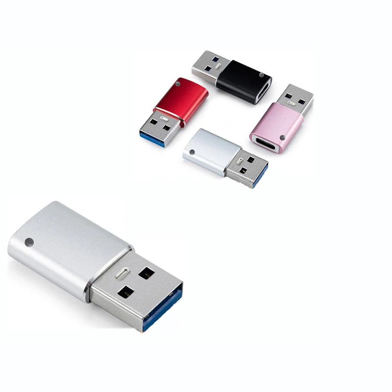 

50PCS Type C female to USB3.0 male connector Type-c adapter lanyard keychain aluminum shell USB adapter