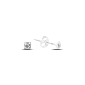 

Silver 925 Sterling 3mm Square Zircon Stone Engagement Earrings