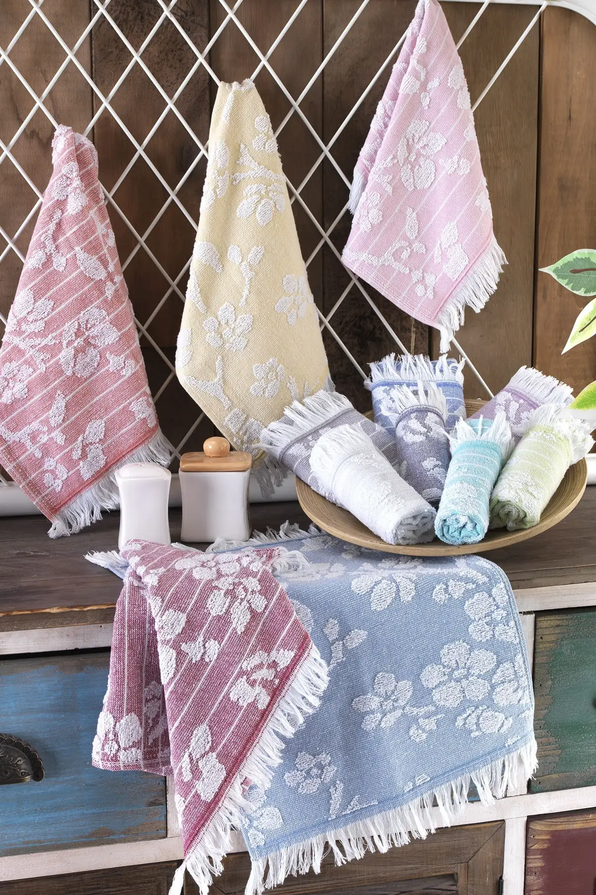 Emboss Cotton 12 Li Hand Towel Set 30X50 Cm