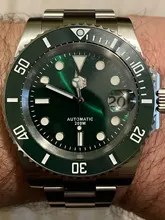 San Martin -Reloj de cuarzo con cristal de zafiro, pulsera de reloj mecánico, automático, con esfera de cerámica y con fecha