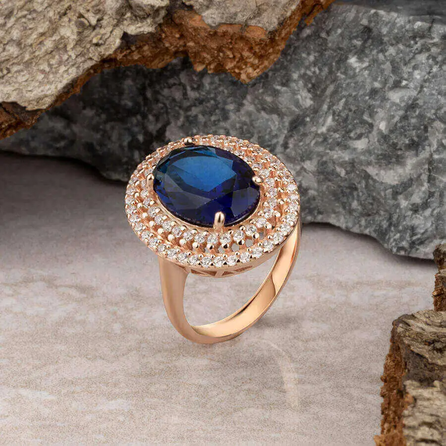 

Rose Gold Color Silver Double Row Zircon Stone Embroidered Ladies Ring Fashion Turkish Premium Quality Handmade Jawelery