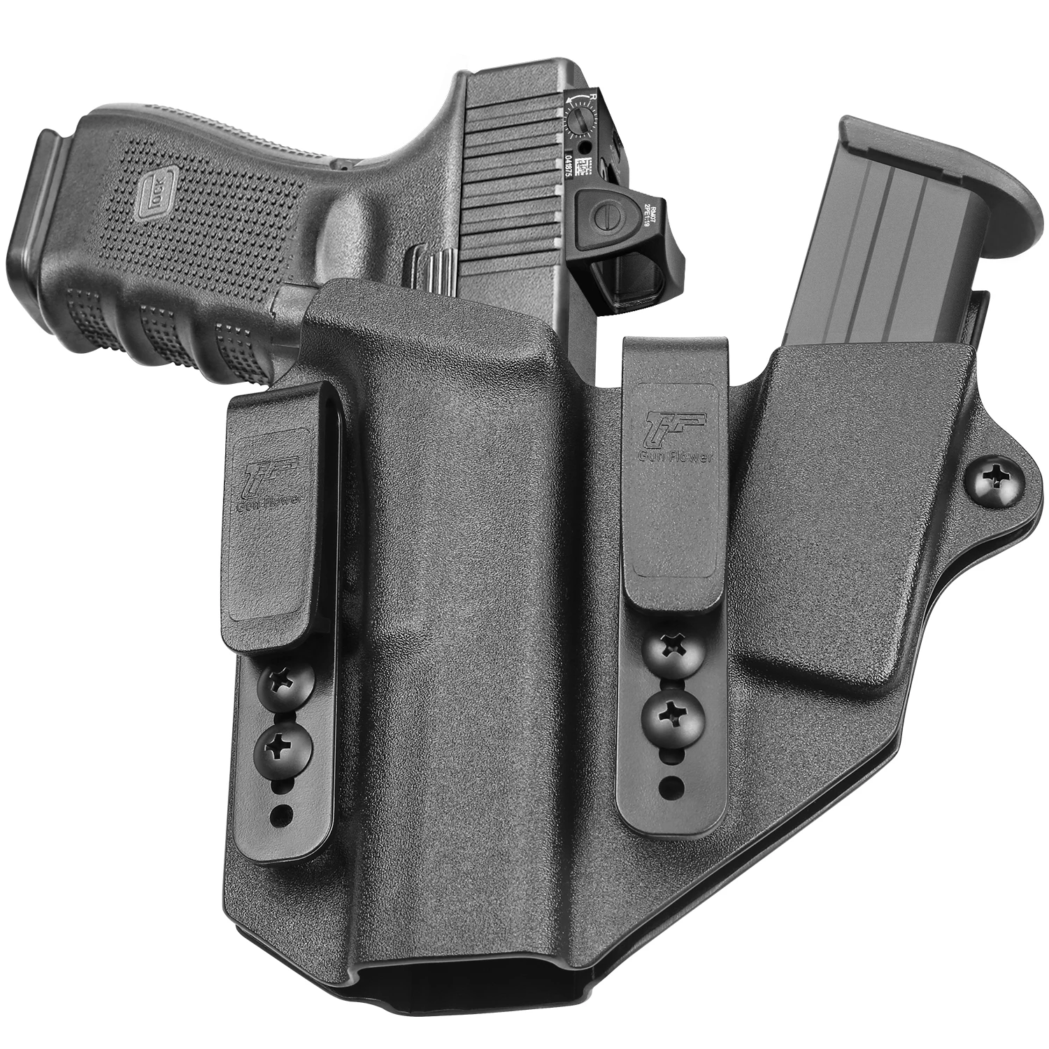 Gun&Flower Sidecar Kydex Gun Holster Fits Glock 19 G19 G17 Compatible with Gun Holster and