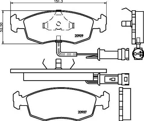 Комплект тормозных колодок, дисковый тормоз HELLA 8DB355007341