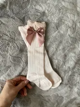 Calcetines de colores sólidos para bebé, lindos lazos suaves hasta la rodilla, para niña pequeña, calcetines largos transpirables de verano