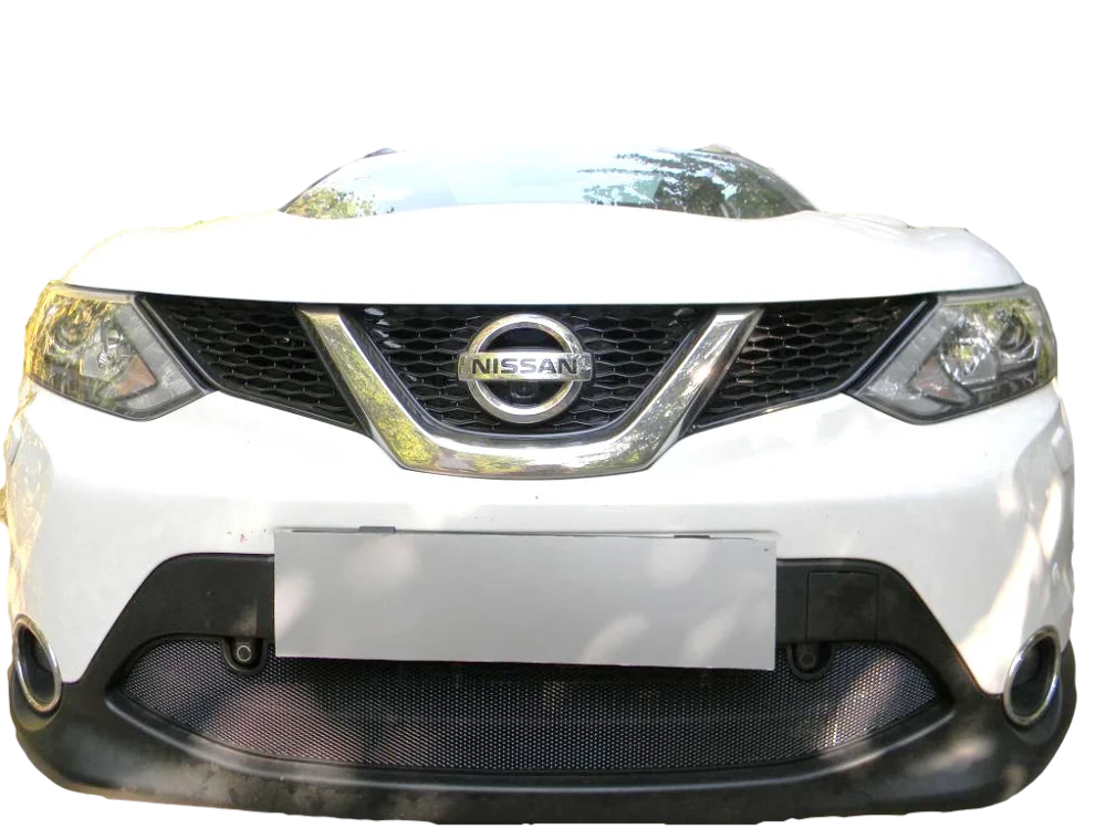 Защитная сетка на решетку радиатора Nissan Qashqai J11- защита радиатора от насекомых и камней сетка в бампер - Цвет: Черная с датчиками парковки