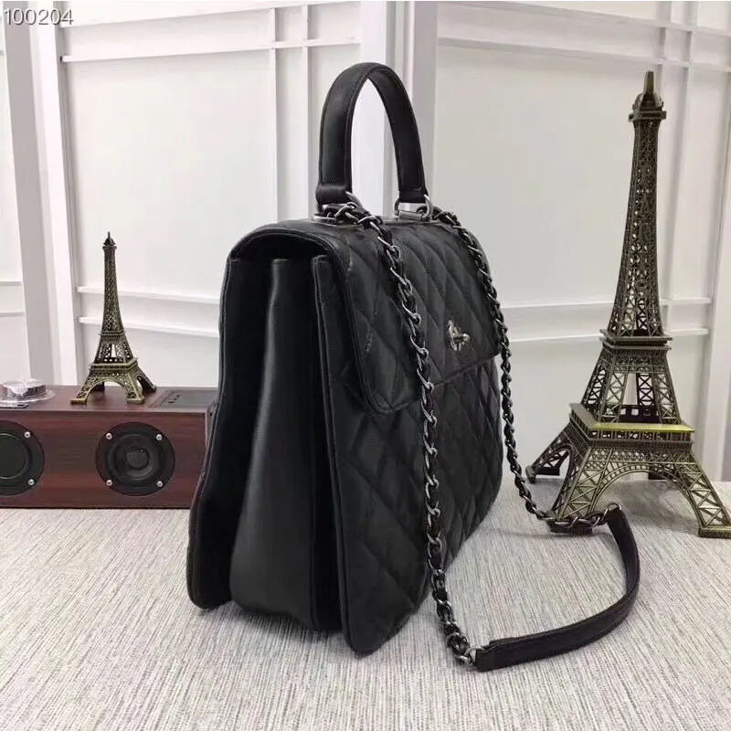 Женская сумка знаменитая популярная роскошная сумка брендовая дизайнерская сумка женская кожаная сумка из глянцевой кожи - Цвет: Golden chain
