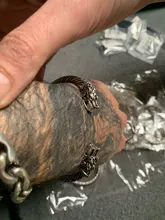 Pulsera Vintage de cabeza de dragón, brazalete abierto con boca, estilo nórdico, Vikingo, diseño trenzado antiguo tallado, joyería