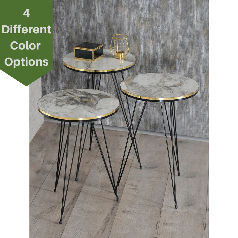 Modern Zigon Nesting Coffee Table Set Of 3 High Gloss Round Wood Black