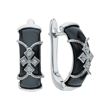 

Silver earrings with ceramics and cubic zirconia sunlight sample 925