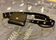 Mochila de moda para cintura para mujer, riñonera de PU sencilla, bolso con cinturón de regalo para mujer, bolso con cadena para teléfono, bolso informal para mujer, monedero negro