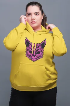 

Angemiel Purple Wear Cosmic Cat Yellow Women 'S Hooded Sweatshirt