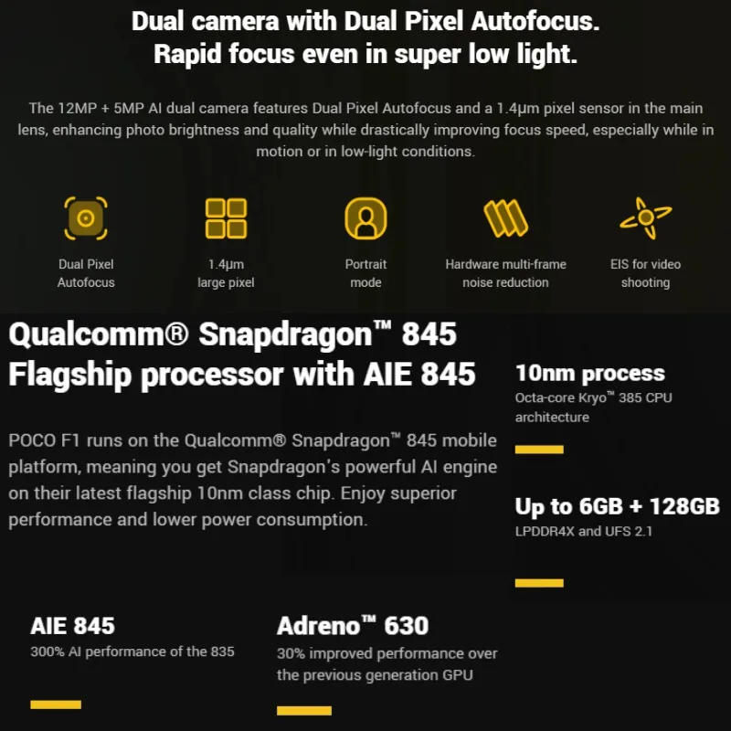 Глобальная версия Pocophone F1 128 ГБ rom 6 ram (абсолютно новая/запечатанная) Мобильный