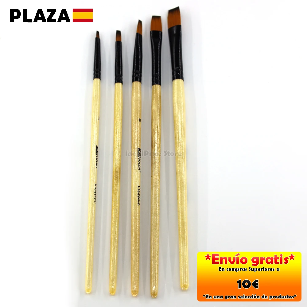 Set 3/5 Pcs pinceles de fibras sintéticas - Acrílica y oleo