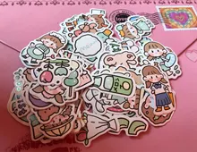 Yoofun-pegatinas adhesivas de dibujos animados para decoración de diarios, 100 Uds.