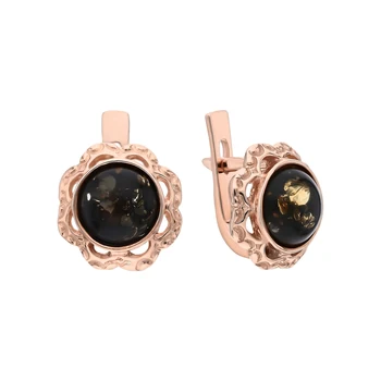 

Silver earrings with amber sunlight