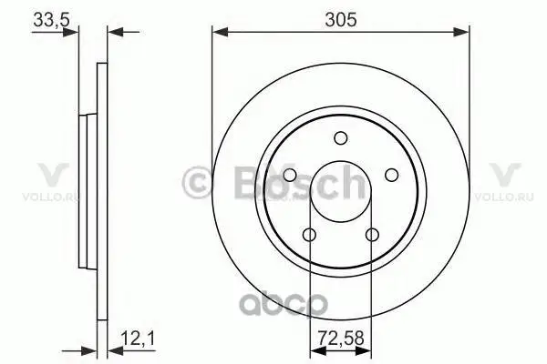 0986479050 BOSCH ТОРМОЗНОЙ ДИСК ЗАДНИЙ