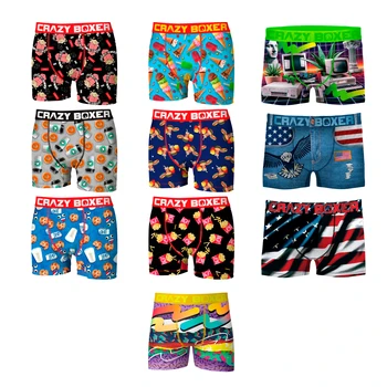 

Crazy boxer men Pack 10 underpants printed in various colors of microfiber