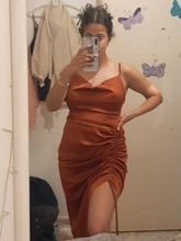 NewAsia-vestido de satén fruncido para mujer, cordón y Vestido largo con tirantes finos, cuello de capó, Espalda descubierta, Sexy, para fiesta, verano 2020
