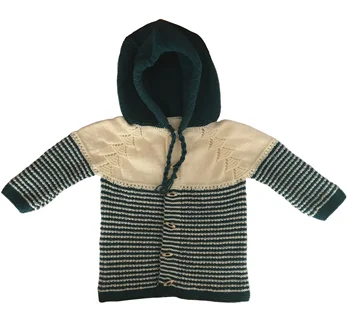 

Pafuli Hand-Knitted Double Color Hooded Cardigan (2-4 years)