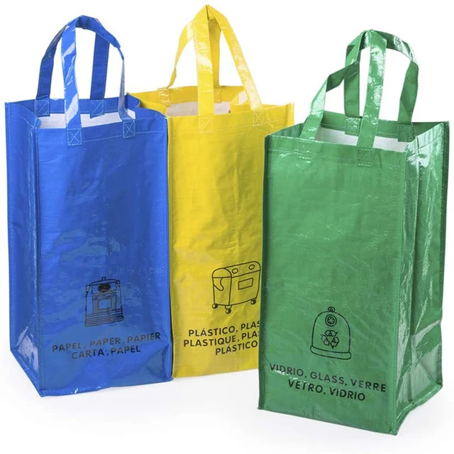 Bolsas Reciclaje Basura Colores Residuos Reutilizables Set 3 Vidrio  Plástico Papel Azul Amarillo Verde Hogar Cocina Jardín - AliExpress