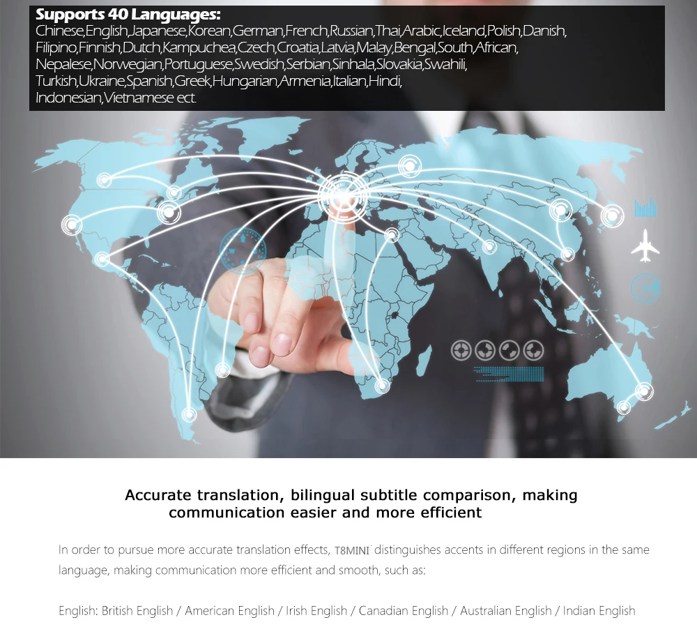 T8 Мини голосовой переводчик портативный Traducteur Traductor De Idiomas En Tiempo реальный перевод на 40 языков