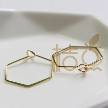 

Solid Raw Brass Honey Comb Hammered Earring Finding - Earring Hook - Earring Hoop 26x20mm (4302C)