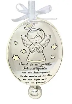 

Docolastra cradle or pram with Guardian Angel locket with precious prayer and callpoint de Angeles