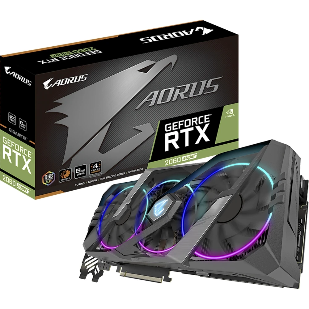 Видеокарта Gigabyte AORUS nVidia GeForce RTX 2060 Super 1845MHz 8192MB 14000MHz 256 bit RTL [GV-N206SAORUS-8GC]