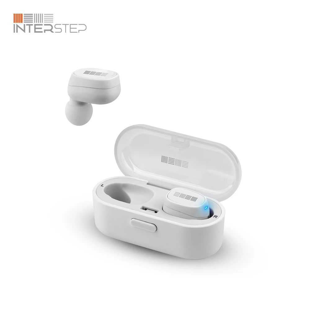 Белый Беспроводные наушники INTERSTEP SBH-520, c футляром, черные - Цвет: Белый