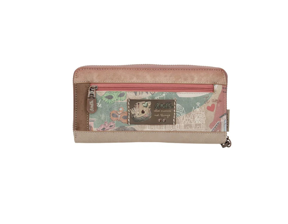 Anekke Venezia triple zip wallet with zipper closure and wrist