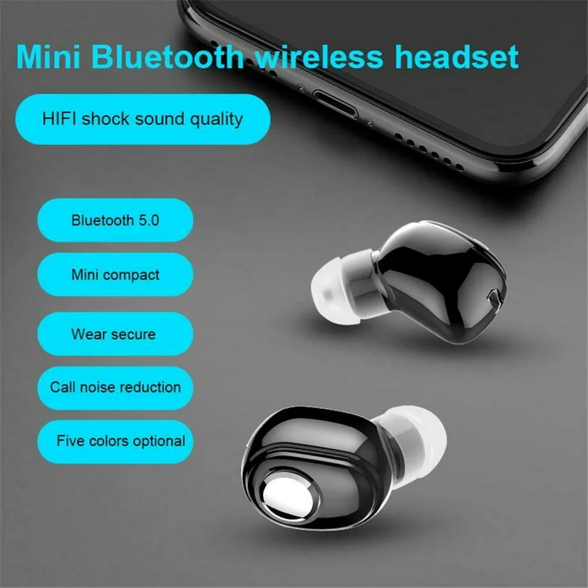 100 шт мини Bluetooth 5,0 стерео наушники-вкладыши беспроводные наушники-вкладыши