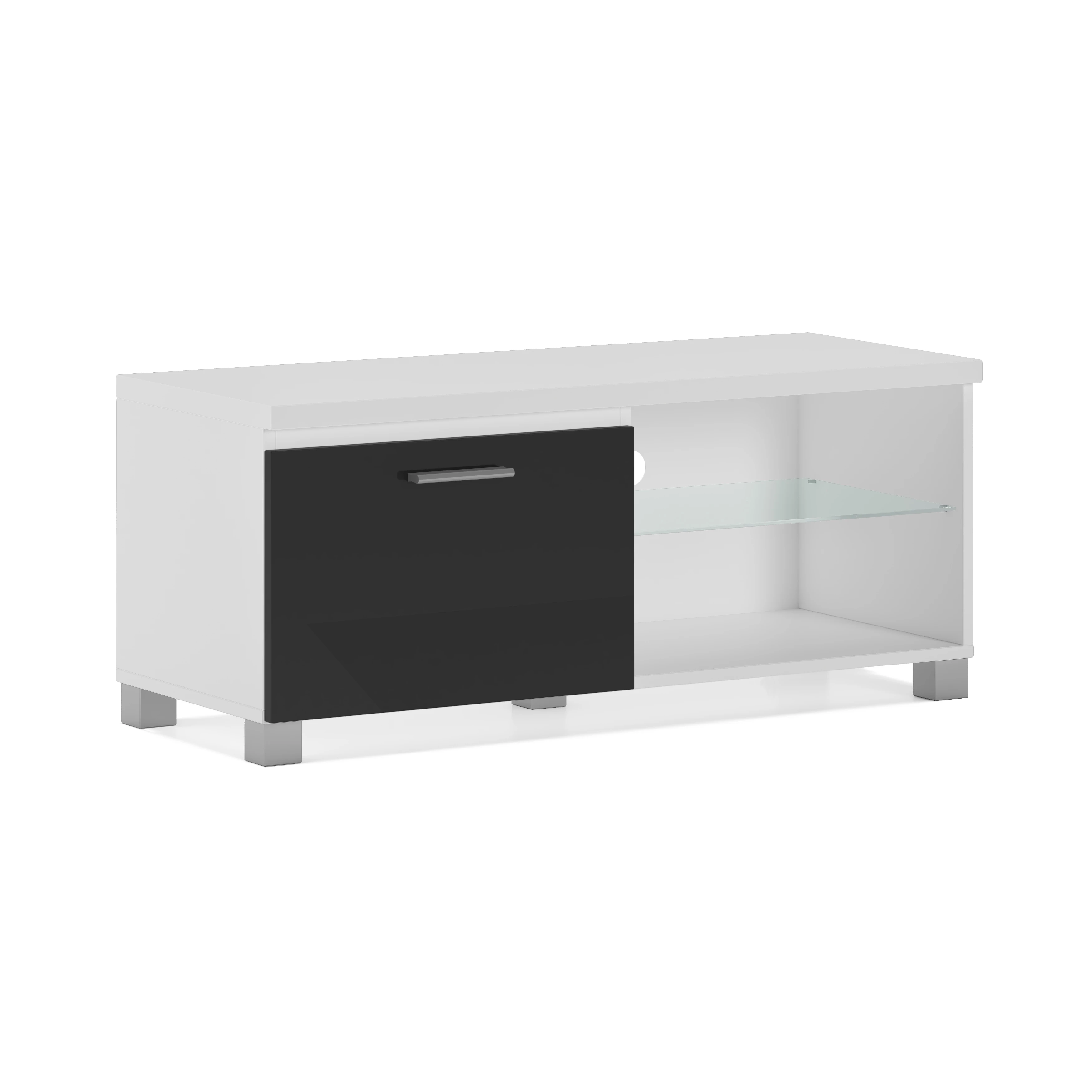 Armarios de Salón, Muebles de Salón, Mueble TV, Mueble para TV, color Blanco y Negro Lacado Brillo, medidas: 100 x 40 x 42 cm de fondo|Soportes de TV| AliExpress