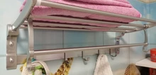 Hanger Towel-Rack Frap Silver Aluminum with Hooks F808 Wall-Mounted Surface-Towel Adjustable