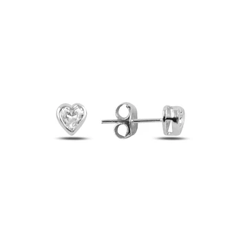 

Silver 925 Sterling 4mm Zircon Heart Engagement Earrings