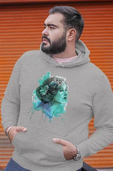 

Angemiel Wear Watercolor Male Portrait Gray Men 'S Hooded Sweatshirt