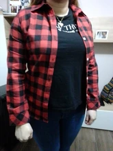 Plaid Shirt Blouses Tops Long-Sleeve Flannel Casual Cotton Women Brand-New Red Excellent-Quality