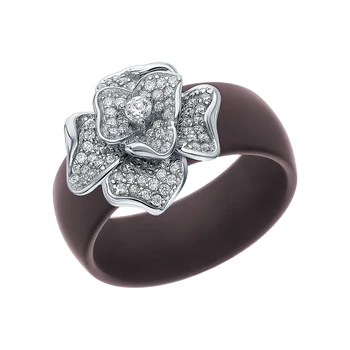 

Silver ring with ceramics and cubic zirconia sunlight sample 925