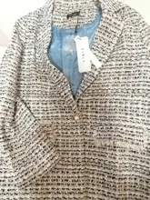 Vimly mujeres Blazers otoño primavera elegante solapa solo botón Tweed chaqueta delgada de negocios Casual abrigo mujer F3728